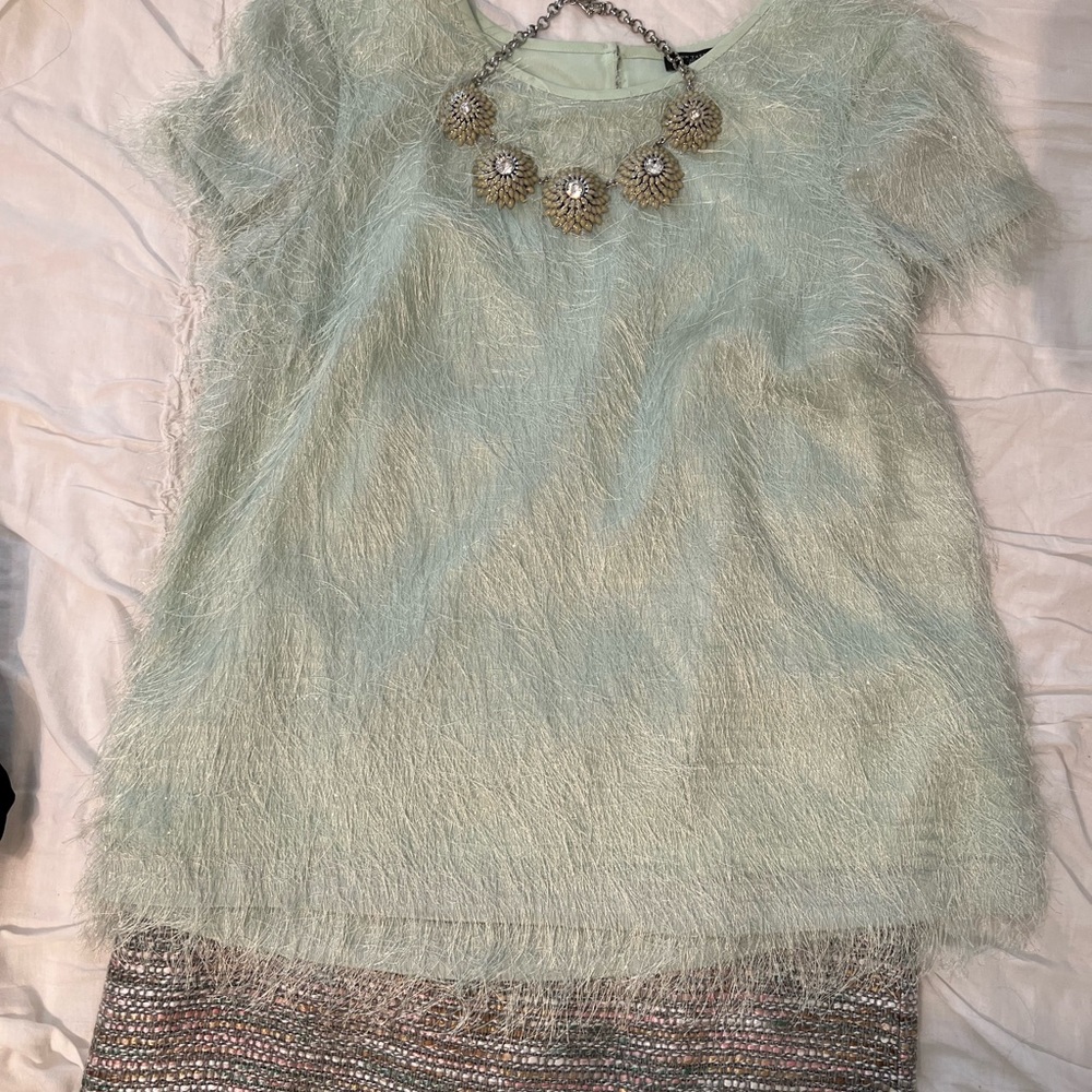 Ann Taylor Mint Green Eyelash Top